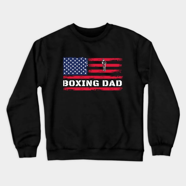 Boxing Dad American Flag Crewneck Sweatshirt by ZiaZiaShop